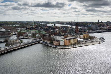 The Stockholm city center, Gamla Stan, as seen from the Stockholm Stadhuset towerの写真素材