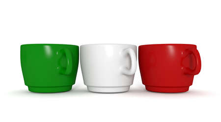 coffee cups, Italian flag, 3d illustrationの写真素材