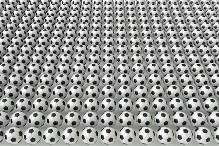So many soccer balls, 3d illustrationの写真素材