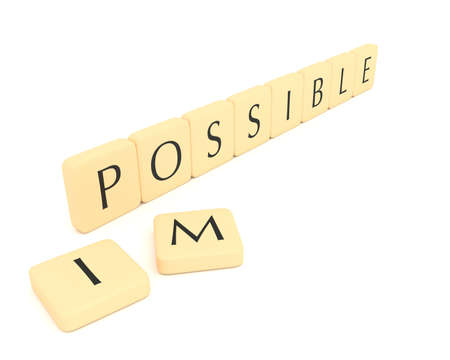 Word pieces: impossible or possible, 3d illustrationの写真素材