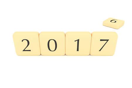 Letter blocks: Turn of the year, 2017, 3d illustrationの写真素材