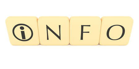 Letter blocks with information icon: Info, 3d illustrationの写真素材