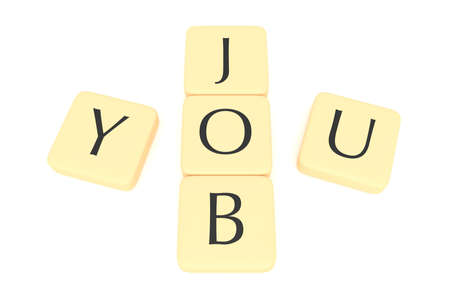 Letter tiles: a job for you, 3d illustration