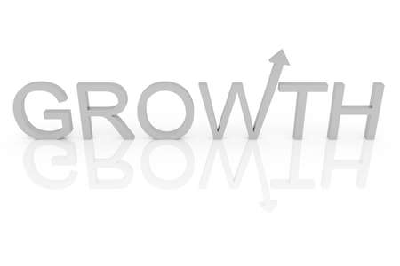 Word growth with arrow, 3d illustrationの写真素材