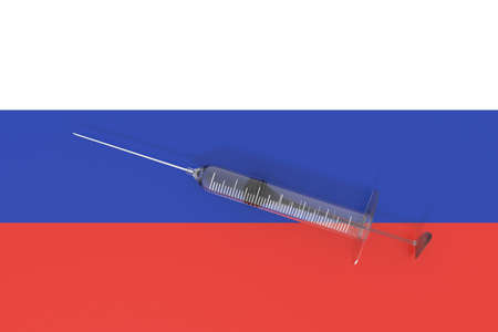 Doping: Russian flag with a syringe, 3d illustrationの写真素材