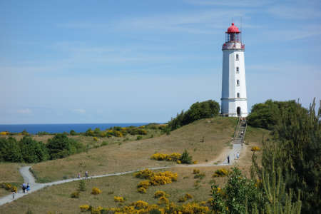 HIDDENSEE, GERMANY - JUNE 9, 2016: Dornbusch Lighthouse on Hiddensee island, Germanyのeditorial素材