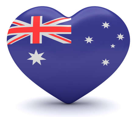 Love Australia: Australian Flag Heart, 3d illustrationの写真素材
