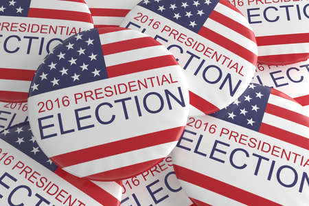 Pile Of US Presidential Election 2016 Badges, 3d illustrationの写真素材