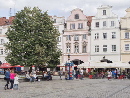 JELENIA GORA, POLAND - AUGUST 17, 2016: Tourists At Townhall Square in Jelenia Gora, Poland