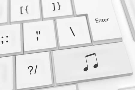 Computer Keyboard With Musical Note Symbol Button, 3d illustrationの写真素材