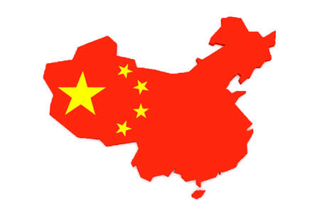 3d Illustration of China Flag Map Isolated On White Backgroundの写真素材