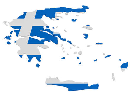 3d Illustration of Greece Map With Greek Flag Isolated On White Backgroundの写真素材