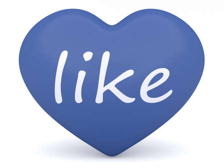 Like Button: Blue Heart, illustration on white background