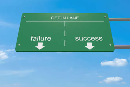 Get In Lane Business Concept: Failure Or Success Road Sign, 3d illustrationの写真素材