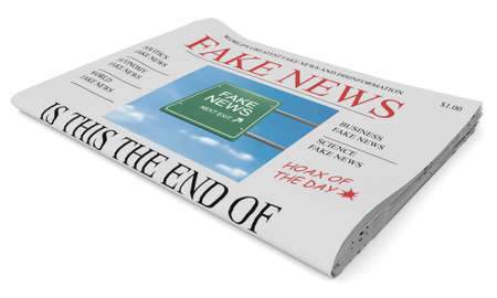 Fake News US Concept: Newspaper Front Page, 3d illustration on white backgroundの写真素材