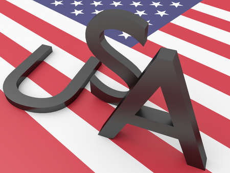 Divided America News Concept: Letters USA With U For United Lying On Stars And Stripes US Flag, 3d illustrationの写真素材
