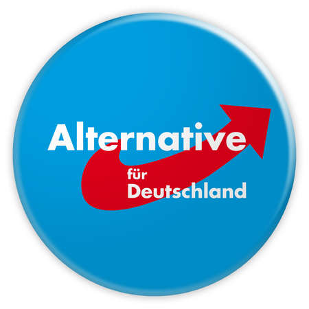 Germany Political Party Badge: AfD Button, 3d illustration on white backgroundのeditorial素材