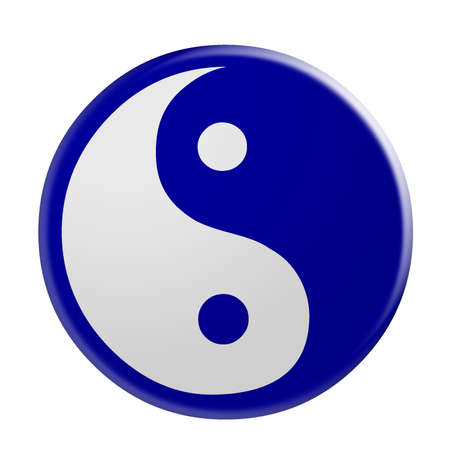 3d Blue Yin And Yang Symbol, illustration isolated on white backgroundの写真素材