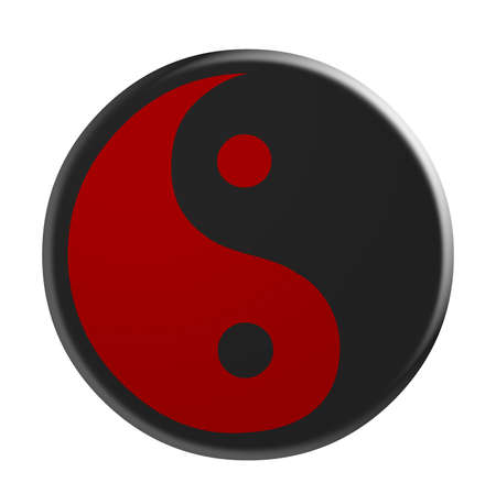 3d Black And Red Yin And Yang Symbol, illustration isolated on white backgroundの写真素材