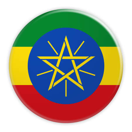 Ethiopia Flag Button, News Concept Badge, 3d illustration on white backgroundの写真素材