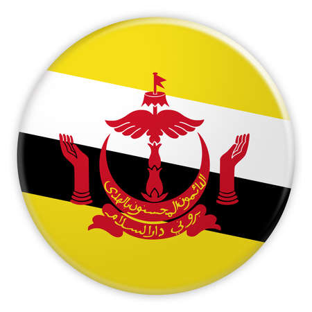 Brunei Flag Button, News Concept Badge, 3d illustration on white backgroundの写真素材