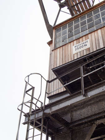 BERLIN, GERMANY - JUNE 21, 2017: Old Wooden Crane In Tempelhofer Hafen, Meaning Harbor of Tempelhof In German Language, In Berlinのeditorial素材