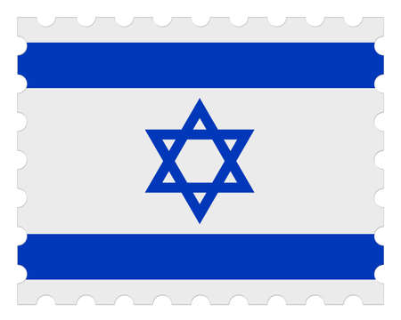 Israel Flag Postage Stamp, 3d illustration on white backgroundの写真素材