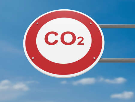 German Traffic Sign Environmental Protection Concept: CO2 Carbon Dioxide Prohibited, Driving Ban, 3d illustrationの写真素材