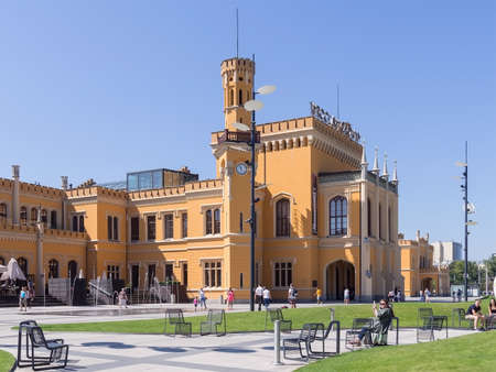 WROCLAW, POLAND - AUGUST 15, 2017: Wroclaw Railway Main Station With Tourists