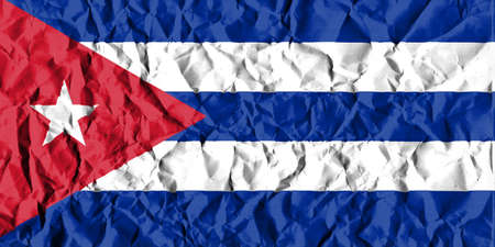 Cuba Crisis Concept: Crumpled Paper Cuban Flagの写真素材