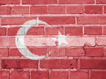 Turkey Politics Concept: Turkish Flag Wall Background Textureの写真素材
