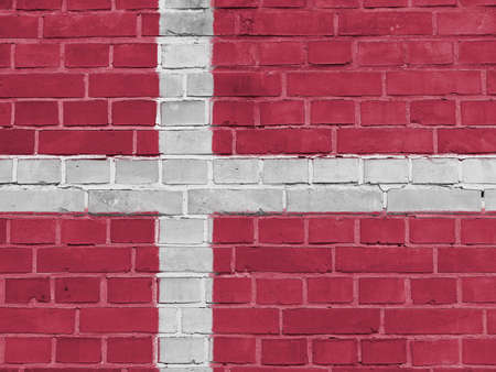 Denmark Politics Concept: Danish Flag Wall Background Textureの写真素材