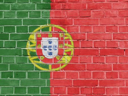 Portugal Politics Concept: Portuguese Flag Wall Background Textureの写真素材