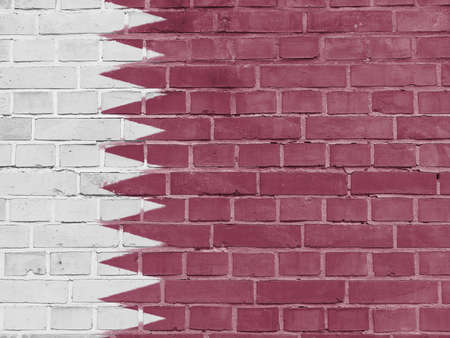 Qatar Politics Concept: Qatari Flag Wall Background Textureの写真素材