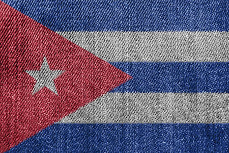 Cuba Textile Industry Or Politics Concept: Cuban Flag Denim Jeans Background Textureの写真素材