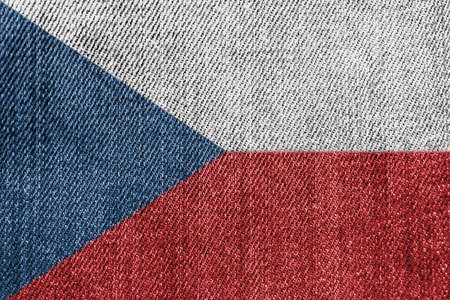 Czech Republic Textile Industry Or Politics Concept: Czech Flag Denim Jeans Background Textureの写真素材