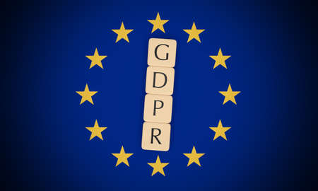 European Politics News Concept: Letter Tiles GDPR, Meaning General Data Protection Regulation, On EU...
