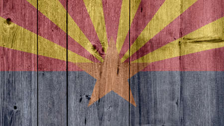 USA Politics News Concept: US State Arizona Flag Wooden Fenceの写真素材