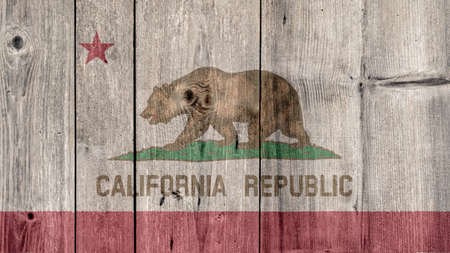 USA Politics News Concept: US State California Flag Wooden Fenceの写真素材