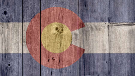 USA Politics News Concept: US State Colorado Flag Wooden Fenceの写真素材