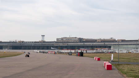 BERLIN, GERMANY - OCTOBER 10, 2018: Former Terminal Buildings In Public City Park Tempelhofer Feld, Former Tempelhof Airport In Berlin, Germanyのeditorial素材