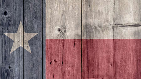 USA Politics News Concept: US State Texas Flag Wooden Fenceの写真素材