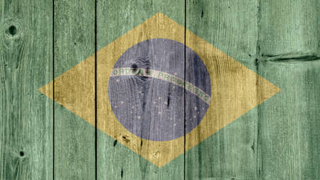 Brazil Politics News Concept: Brazilian Flag Wooden Fenceの写真素材
