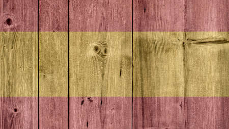 Spain Politics News Concept: Spanish Flag Wooden Fenceの写真素材