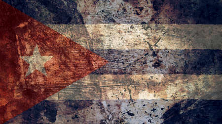 Very Grungy Vintage Cuban Flag, Cuba Grunge Background Textureの写真素材
