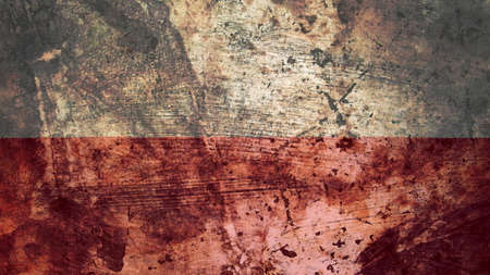 Very Grungy Vintage Polish Flag, Poland Grunge Background Textureの写真素材