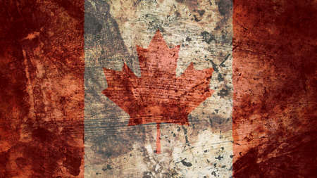 Very Grungy Vintage Canadian Flag, Canada Grunge Background Textureの写真素材
