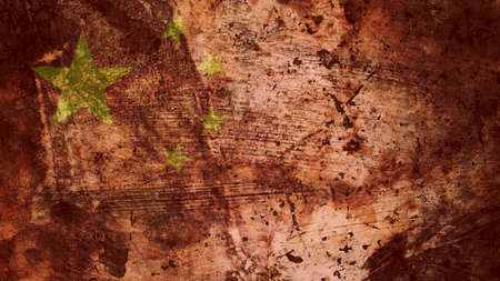 Very Grungy Vintage Chinese Flag, China Grunge Background Textureの写真素材