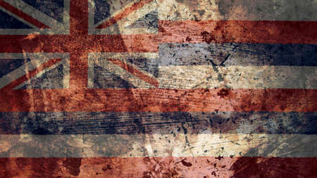 Very Grungy Vintage Hawaii Flag, Grunge Background Textureの写真素材