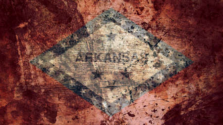 Very Grungy Vintage Arkansas Flag, Grunge Background Textureの写真素材
